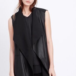 Chicos faux leather mixed media vest black women’s large